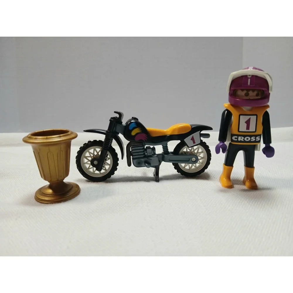 Vintage Playmobil 3044 Moto-Cross Rider Set (1999) - Motorcycle & Figure